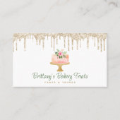 Carte De Visite QR Code Boulangerie Blush Pink Gâteau Parties scin (Devant)