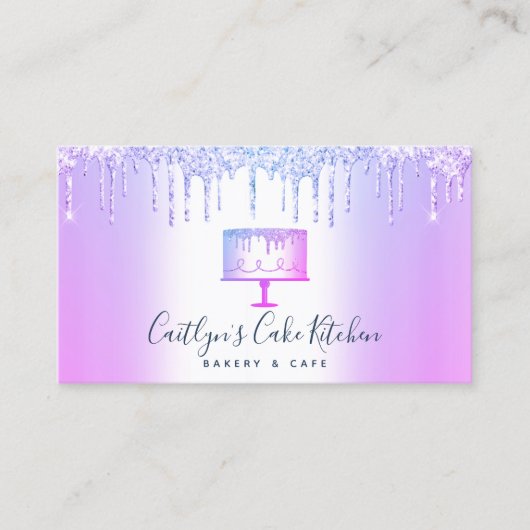 Carte De Visite QR Code Boulangerie Cake Purple Parties scintillan (Devant)