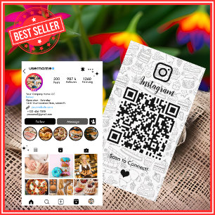 Carte de visite QR Code Boulangerie Instagram Chef