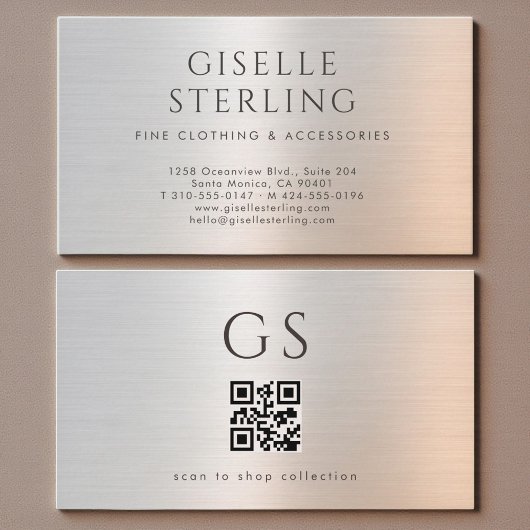 Carte De Visite QR Code Boutique Clothing Metallic Luxury 