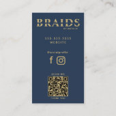 Carte De Visite QR Code Braids Beauté Salon Braiding Coiffeuse (Dos)