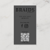 Carte De Visite QR Code Braids Beauté Salon Braiding Coiffeuse (Dos)