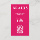 Carte De Visite QR Code Braids Beauté Salon Braiding Coiffeuse (Dos)