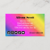 Carte De Visite QR Code Bright Neon Médias sociaux modernes (Dos)