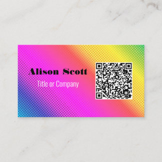 Carte De Visite QR Code Bright Neon Médias sociaux modernes