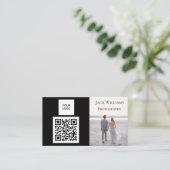 Carte De Visite QR Code Business Black Photographe professionnel (Debout devant)