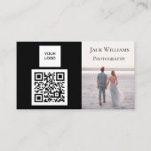 Carte De Visite QR Code Business Black Photographe professionnel (Devant)