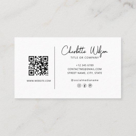 Carte De Visite QR Code Business custom Black Modern Professional (Dos)