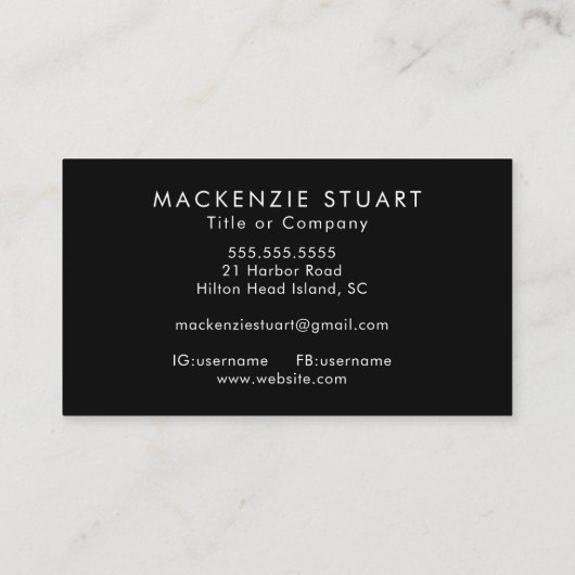 Carte De Visite QR Code Business Logo Black Modern Professional (Dos)