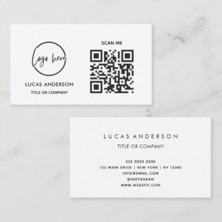 Carte De Visite QR Code Business Logo | Black Modern Professional 