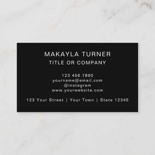 Carte De Visite QR Code Business Logo Black Professional Modern (Dos)