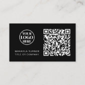 Carte De Visite QR Code Business Logo Black Professional Modern (Devant)