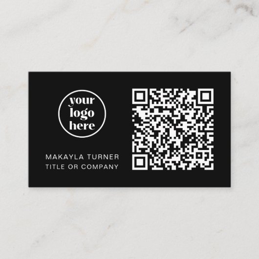 Carte De Visite QR Code Business Logo Modern Professional Black (Devant)