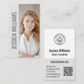 Carte De Visite QR Code Business Logo Modern Professional Gray (Devant / Derrière)
