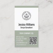 Carte De Visite QR Code Business Logo Modern Professional Sage (Dos)