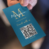 Carte De Visite QR Code Business Logo Moderne Bleu