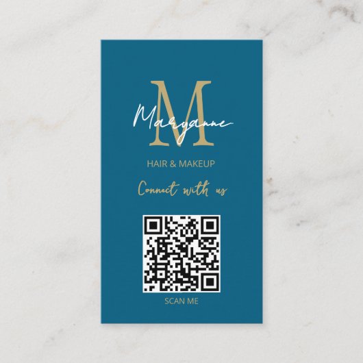 Carte De Visite QR Code Business Logo Moderne Bleu (Devant)
