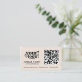 Carte De Visite QR Code Business Logo Moderne Professionnel Beige (Debout devant)