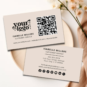 Carte De Visite QR Code Business Logo Moderne Professionnel Beige