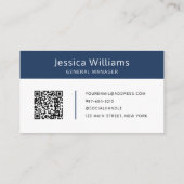 Carte De Visite QR Code Business Logo Moderne Professionnel Bleu (Dos)