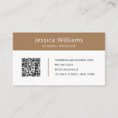 Carte De Visite QR Code Business Logo Moderne Professionnel Brown (Dos)