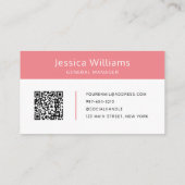 Carte De Visite QR Code Business Logo Moderne Professionnel Rose (Dos)
