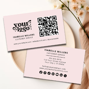Carte De Visite QR Code Business Logo Moderne Professionnel Rose