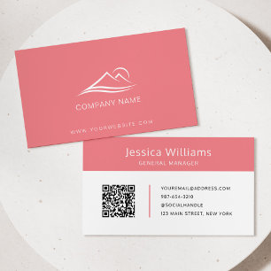 Carte De Visite QR Code Business Logo Moderne Professionnel Rose