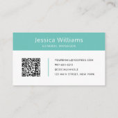 Carte De Visite QR Code Business Logo Moderne Professionnel Turquo (Dos)
