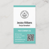 Carte De Visite QR Code Business Logo Moderne Professionnel Turquo (Dos)