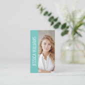 Carte De Visite QR Code Business Logo Moderne Professionnel Turquo (Debout devant)