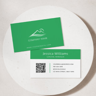 Carte De Visite QR Code Business Logo Moderne Professionnel Vert