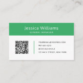 Carte De Visite QR Code Business Logo Moderne Professionnel Vert (Dos)