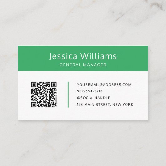 Carte De Visite QR Code Business Logo Moderne Professionnel Vert (Dos)