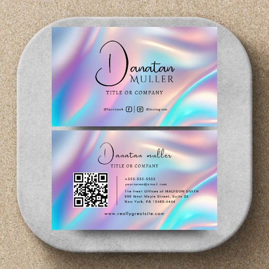 Carte De Visite QR Code Business Logo opal pierre