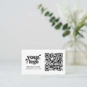 Carte De Visite QR Code Business Logo Professionnel Moderne Blanc (Debout devant)