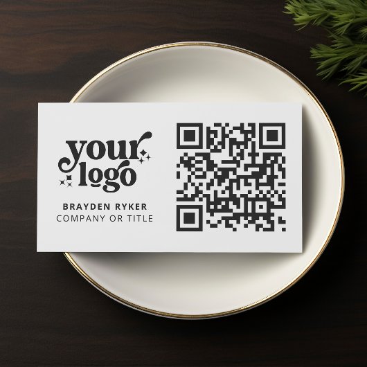 Carte De Visite QR Code Business Logo Professionnel Moderne Blanc