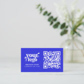 Carte De Visite QR Code Business Logo Professionnel Moderne Bleu (Debout devant)