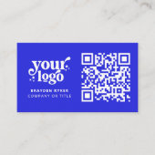 Carte De Visite QR Code Business Logo Professionnel Moderne Bleu (Devant)