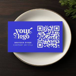 Carte De Visite QR Code Business Logo Professionnel Moderne Bleu