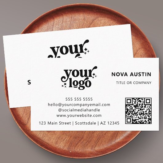 Carte De Visite QR Code Business Logo Professionnel Moderne Noir