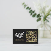 Carte De Visite QR Code Business Logo Professionnel Moderne Or (Debout devant)