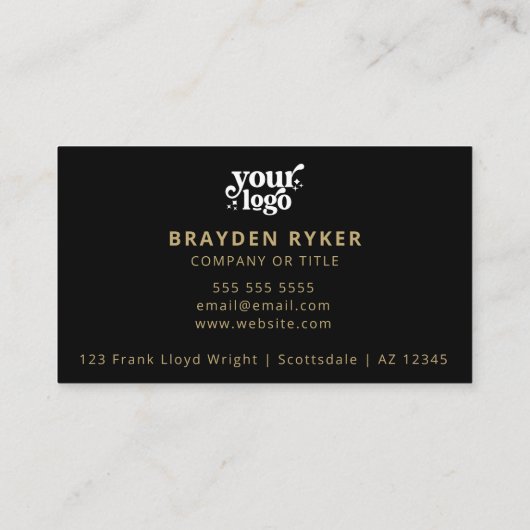 Carte De Visite QR Code Business Logo Professionnel Moderne Or (Dos)