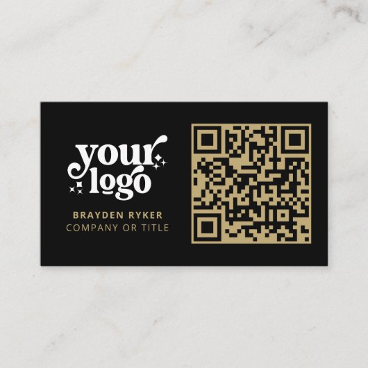 Carte De Visite QR Code Business Logo Professionnel Moderne Or (Devant)