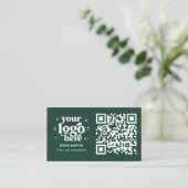 Carte De Visite QR Code Business Logo Professionnel Moderne Vert (Debout devant)