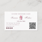 Carte De Visite QR Code Cake Baker Polka Dot Chic Pink Business (Dos)