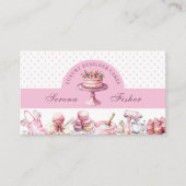 Carte De Visite QR Code Cake Baker Polka Dot Chic Pink Business (Devant)