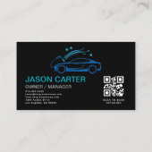 Carte De Visite QR Code Car Wash & Detailing Blue Luxury Style (Dos)