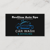 Carte De Visite QR Code Car Wash & Detailing Blue Luxury Style (Devant)