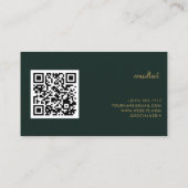 Carte De Visite QR Code Charcoal Chic Gold Script Monogramme (Dos)